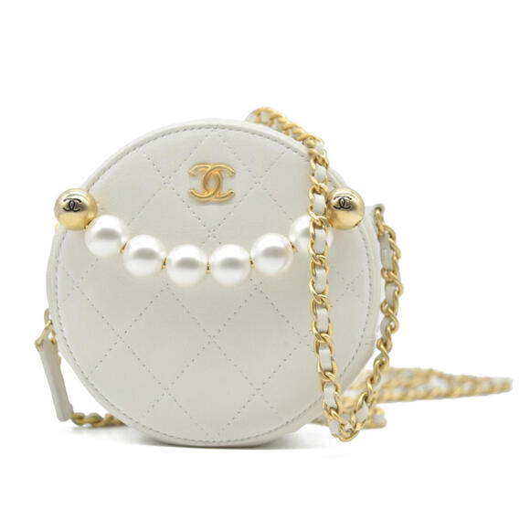 CHANEL Handbags - Chanel Lambskin Quilted Pearl Round Clutch With Chain 2020